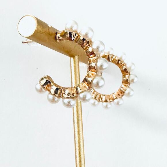 Pearl Hoop Earrings - Picture 1 of 3